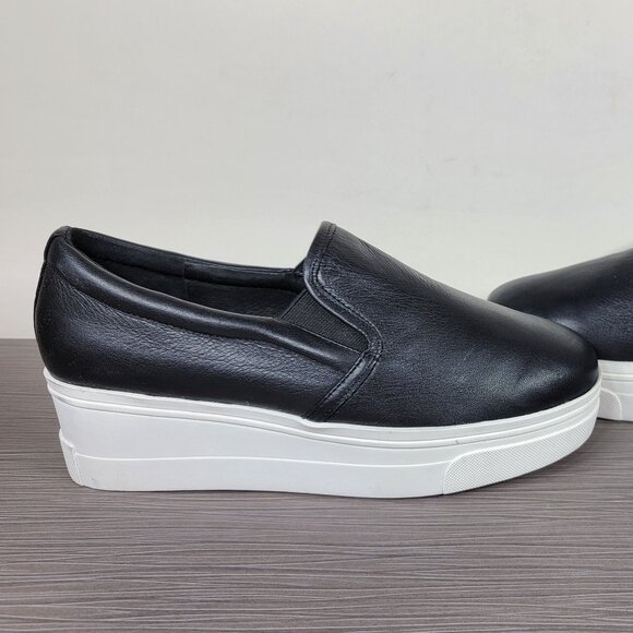 J/Slides Wedge/Platform Slip On Sneaker, Black Leather, Womens Size 9 US - Picture 7 of 12